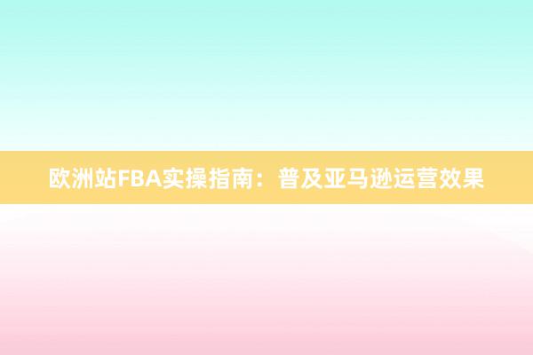 欧洲站FBA实操指南：普及亚马逊运营效果